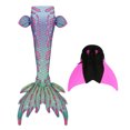 thumbnail image 1 of Mermaid Tails Elasticity Swimwear Can Add Monofin for Kids Girls Swimmable Tail Cosplay Mermaid Costumes, 1 of 7