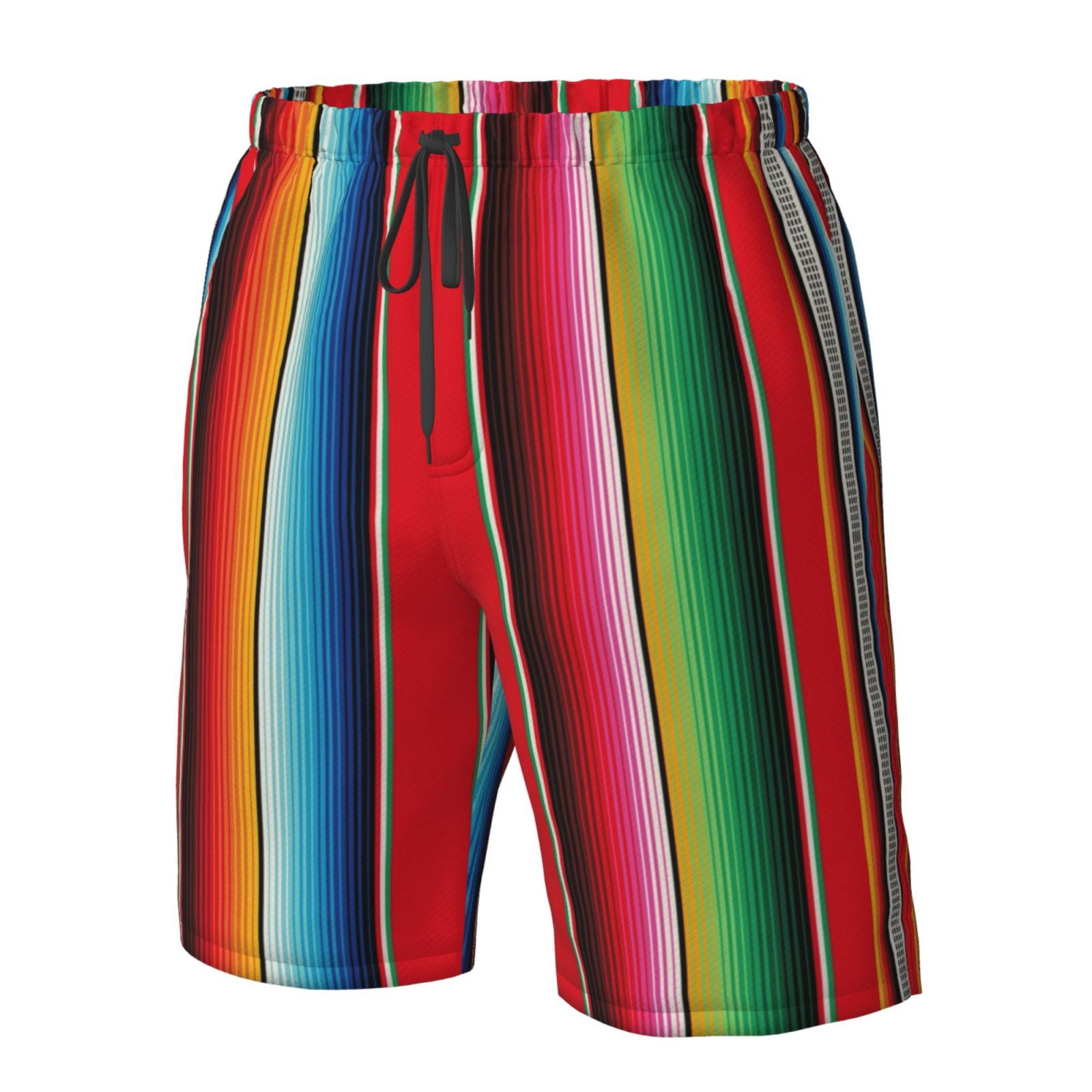 Vsdgher Mexican Serape Blanket Stripes Men's Beach Shorts, Surfing shorts, Swim trunks, Quick Dry Swim Trunks for Surfing Beach Fun -XX-Large