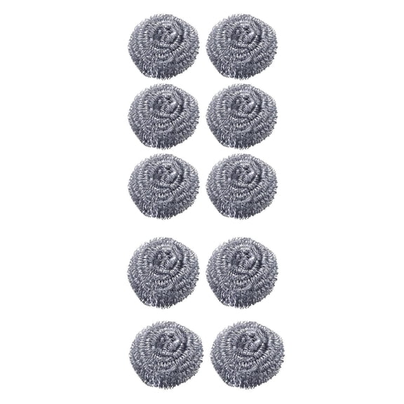 10 Pcs Steel Wool Scrubber, Metal Dish Scrubber Scouring Pads, Stainless Steel Wire Ball, Cleaner Kitchen Gadgets, Stainless Steel Scouring Sponge for Dishes Pots Pans Wash Cleaning