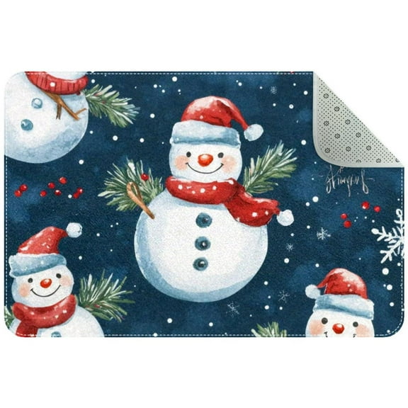Christmas Snowmans Christmas Elements Entryway Rug, 2x3 Area Rug Indoor Door Mat Non-slip Washable Floor Carpet Rug for Bedroom Office Dining Room Bathroom