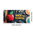 thumbnail image 1 of Back to School Themed Banner with Apple Pencils Microscope and Light Bulb Elements Background Party Decorations for School Events Classroom Decor Photo Backdrop, 1 of 4
