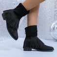 thumbnail image 6 of kakina CMSX Western Cowboys Boots for Women,Fashion Fringe Tassel Cowgirls Ankle Booties Pointy Toe Chunky Block Heel Zipper Short Boots9.5(43), 6 of 9
