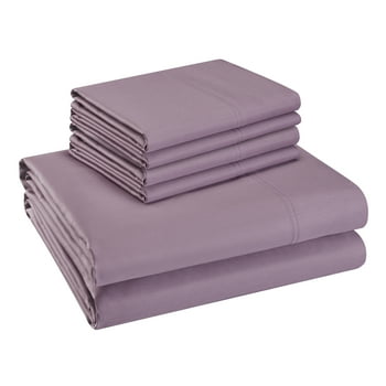 Hotel Style 800 Thread Count Cotton Rich Sateen Bed Sheet Set, Full, Purple, Set of 6