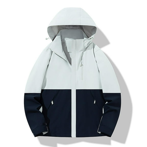 EchfiProm Gray Womens Windbreaker Jacket with Hood Zip-up Winter Hooded Waterproof Lightweight Coat