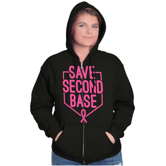 Breast Cancer Awareness Save Second Womens Plus Size Graphic Zipper Hoodie Brisco Brands 2X