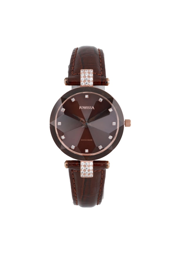 Facet Strass 29mm Brown Dial & Leather Band Ladies Quartz Watch J5.625.M