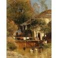 thumbnail image 2 of Géza Mészöly 20x24 Gold Ornate Framed and Double Matted Museum Art Print Titled - Resting by a Mill, 2 of 4