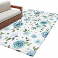 thumbnail image 2 of Farmhouse Flower Washable Area Rugs 3'x5', Country Light Blue Floral Leaf Texture Low Pile Throw Living Room Rug Non-Slip Sturdy Edge Binding Carpet for Indoor Entryway Bedside Kitchen, 2 of 9