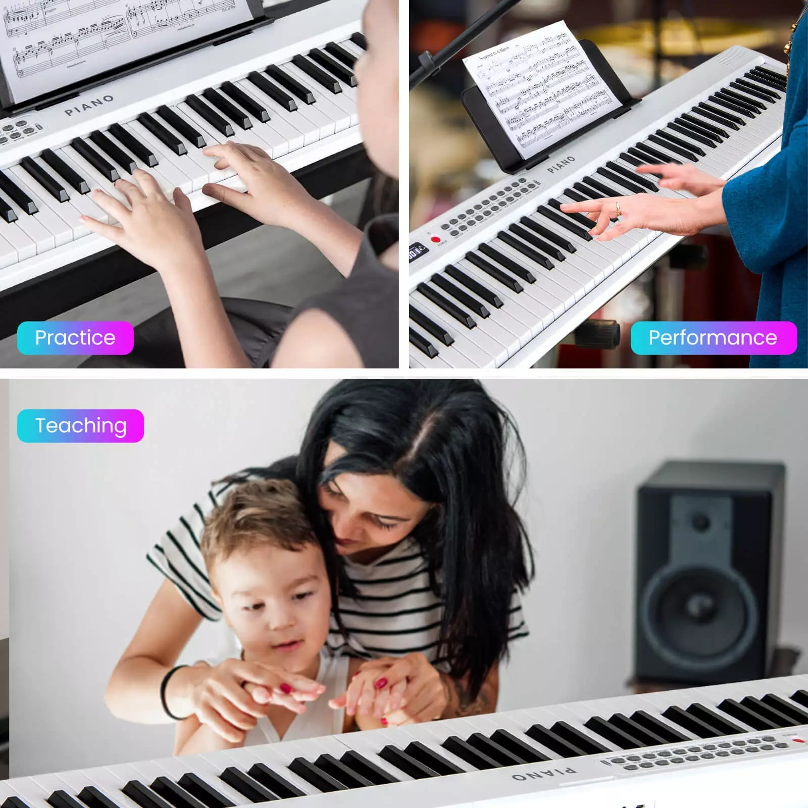 Harmijoy 88 Key Folding Piano Keyboard, Full-size Semi-weighted Electronic Piano with Wireless MIDI