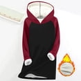 thumbnail image 2 of Lindreshi Womens Pajamas Tops Winter Women's Patchwork Plush And Thickened Fashionable Casual Long Sleeved Hooded Sweatshirt Tops Blouse, 2 of 3