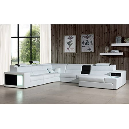 Divani Casa Polaris Contemporary Bonded Leather White Sectional Sofa Color Finish Divani Casa Polaris Contemporary Bonded Leather White Sectional Sofa Color Finish