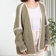 thumbnail image 1 of MPWEGNP Cardigan Tricoté à Col en V pour l'Automne et l'Hiver, Style Collège Chic, Vert m, 1 of 6
