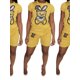thumbnail image 1 of VISgogo - Conjunto de 2 piezas de verano para mujer, con estampado de oso de lentejuelas, camisetas de manga corta y pantalones cortos de cintura alta VISgogo moda, 1 of 2