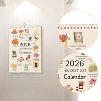 Calendar New Year2026 Bucket List Calendar For Home And Holiday Gifting, Spiral Bound Organizer With Pre-Printed Us Holidays And Notes Space, Perfect Gift For Family Friends And Christmas