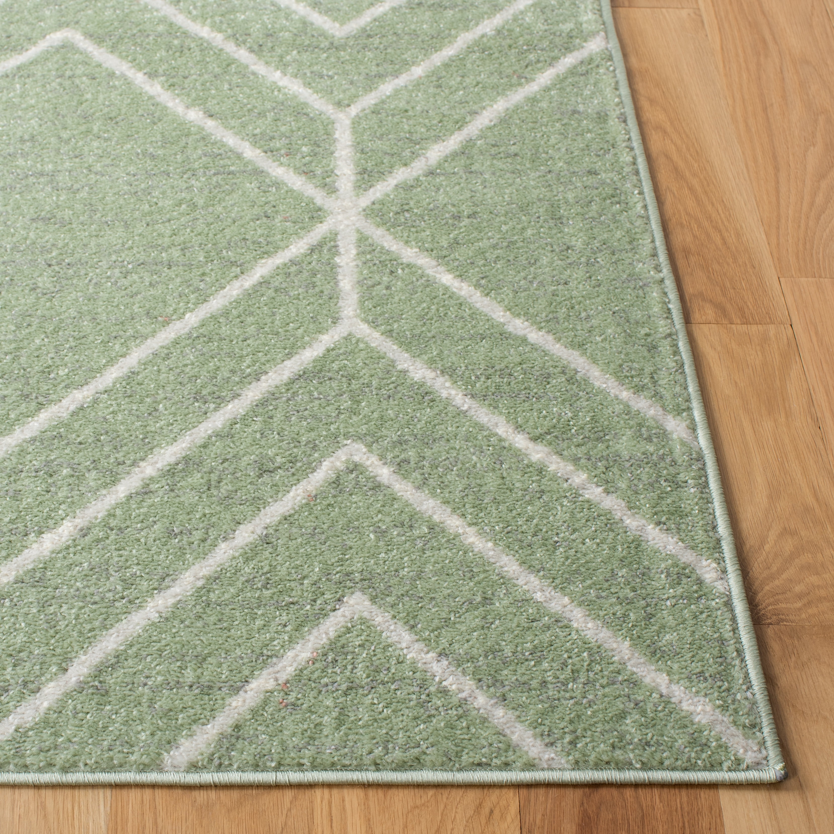 Safavieh Adirondack Caitriona Geometric Squares Runner Rug, Sage/Ivory, 2'6" x 20'
