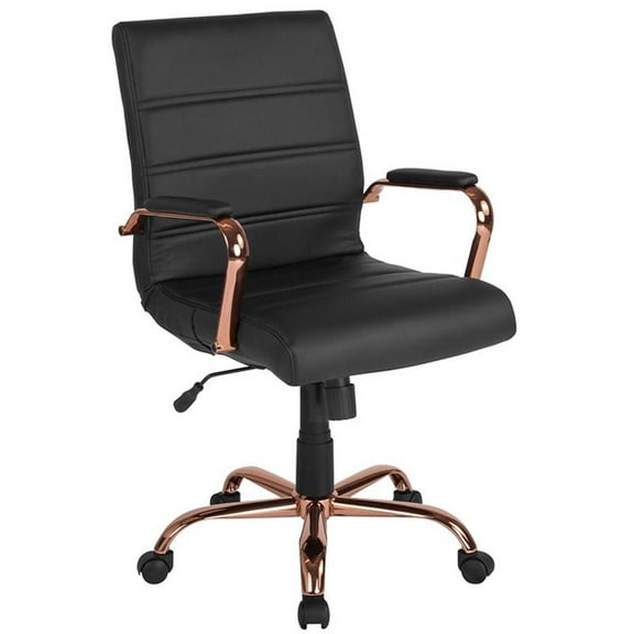 UrbanPro Modern Mid Back Office Swivel Chair in Black and Rose Gold