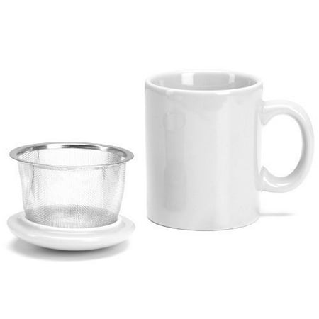 Omniware White Ceramic Infuser Tea Mug with Lid (Best Tea Infuser Mug)