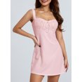 thumbnail image 2 of SUNSIOM Women Sleeveless Solid Color Patchwork Club Party Cocktail Bodycon Mini Dresses, 2 of 8