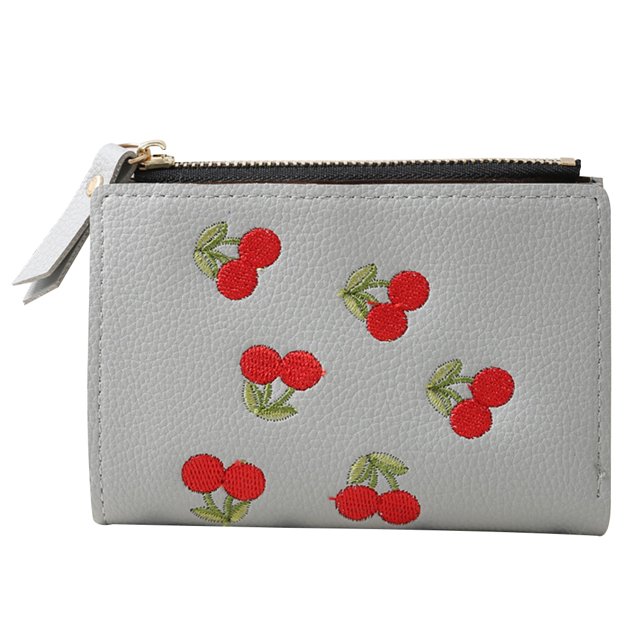 Porte-monnaie pour Femme, Broderie Créative, Pochette à Cartes Cerises, Pochette, Portefeuille, Porte-Cartes