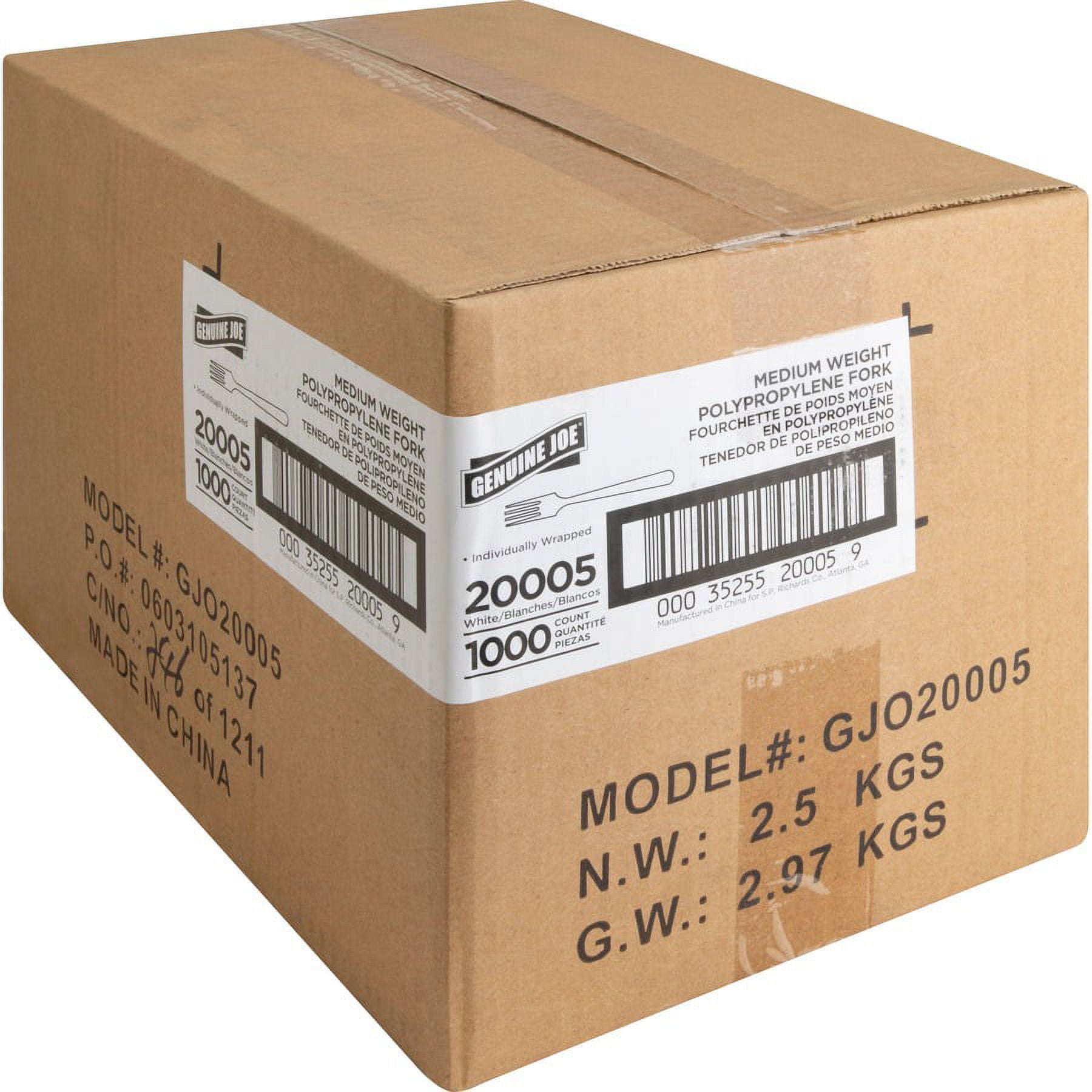 Genuine Joe Individually Wrapped Fork - 1 Piece(s) - 1000/carton - Fork - 1 X Fork - Disposable - Polypropylene - White
