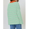 thumbnail image 4 of Anbech Women's Striped Lapel Sweatshirt Long Sleeve V Neck Tshirt Oversized Y2K Tee Tops, 4 of 5
