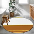 thumbnail image 3 of Modern Brown Gold Round Area Rug 4Ft Washable Circle Rugs for Bedroom Dining Room, Minimalist Geometric Yellow Striped Non-Slip Carpet Floor Mats Indoor Outdoor Carpet Runner Aesthetic Home Decor, 3 of 8
