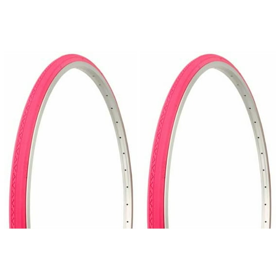 Tire set. 2 Tires. Two Tires Duro 27" x 1" Pink/Pink Side Wall HF-156B. Bicycle Tires, bike Tires,