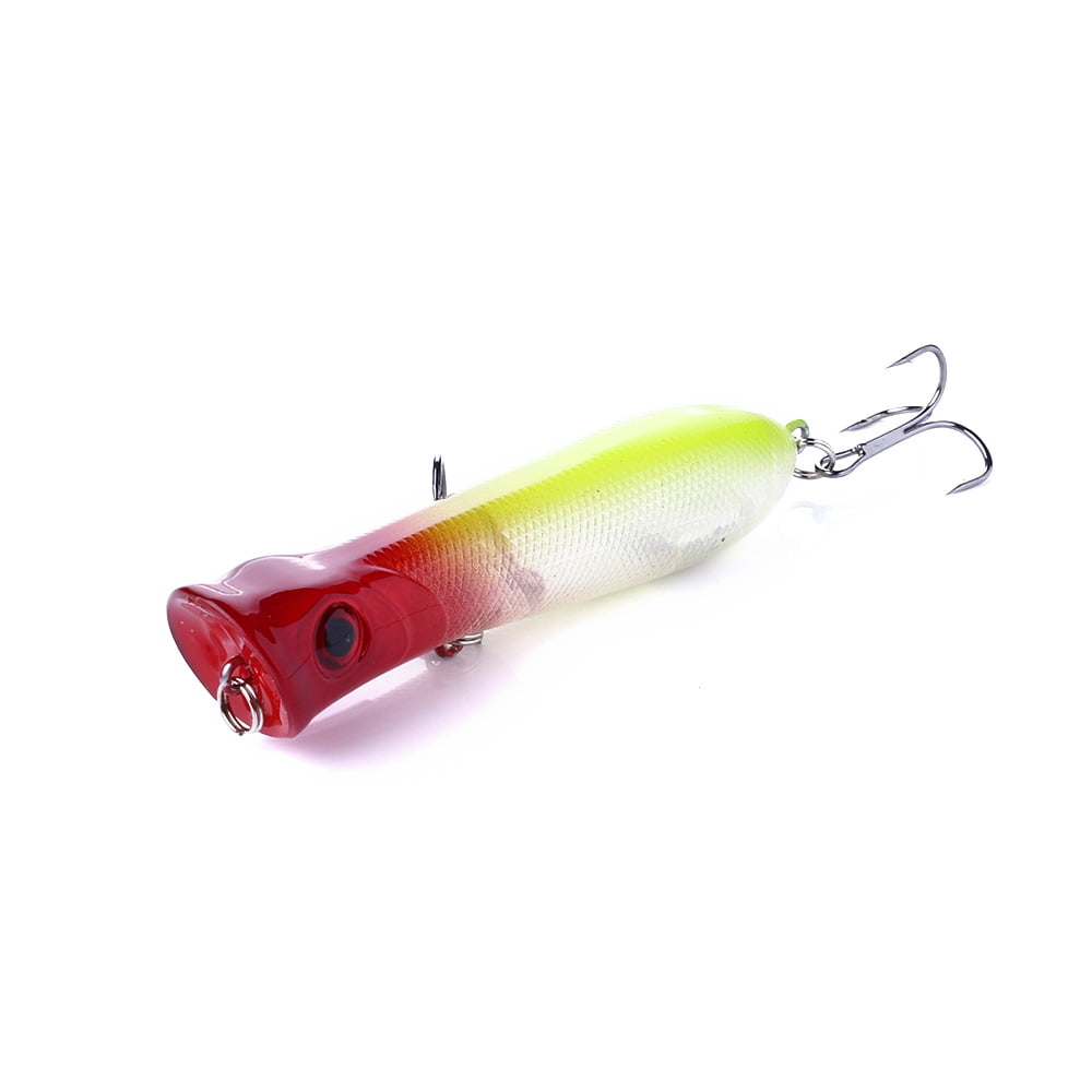 HENGJIA Top Water Popper Saltwater Fishing Lures, 10PCS Pencil Popper Treble Hooks Surf Fishing Lures for Striper Pike Salmon Lures Bass Popper Fishing Plugs Offshore, 0.39oz/3.15in