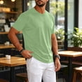 thumbnail image 5 of Men's Shirts Short Sleeve Cotton T-Shirt Crew Neck Light Tees Classic Basic Casual Tops Plain Soft Shirt Mint Green 3XL, 5 of 7