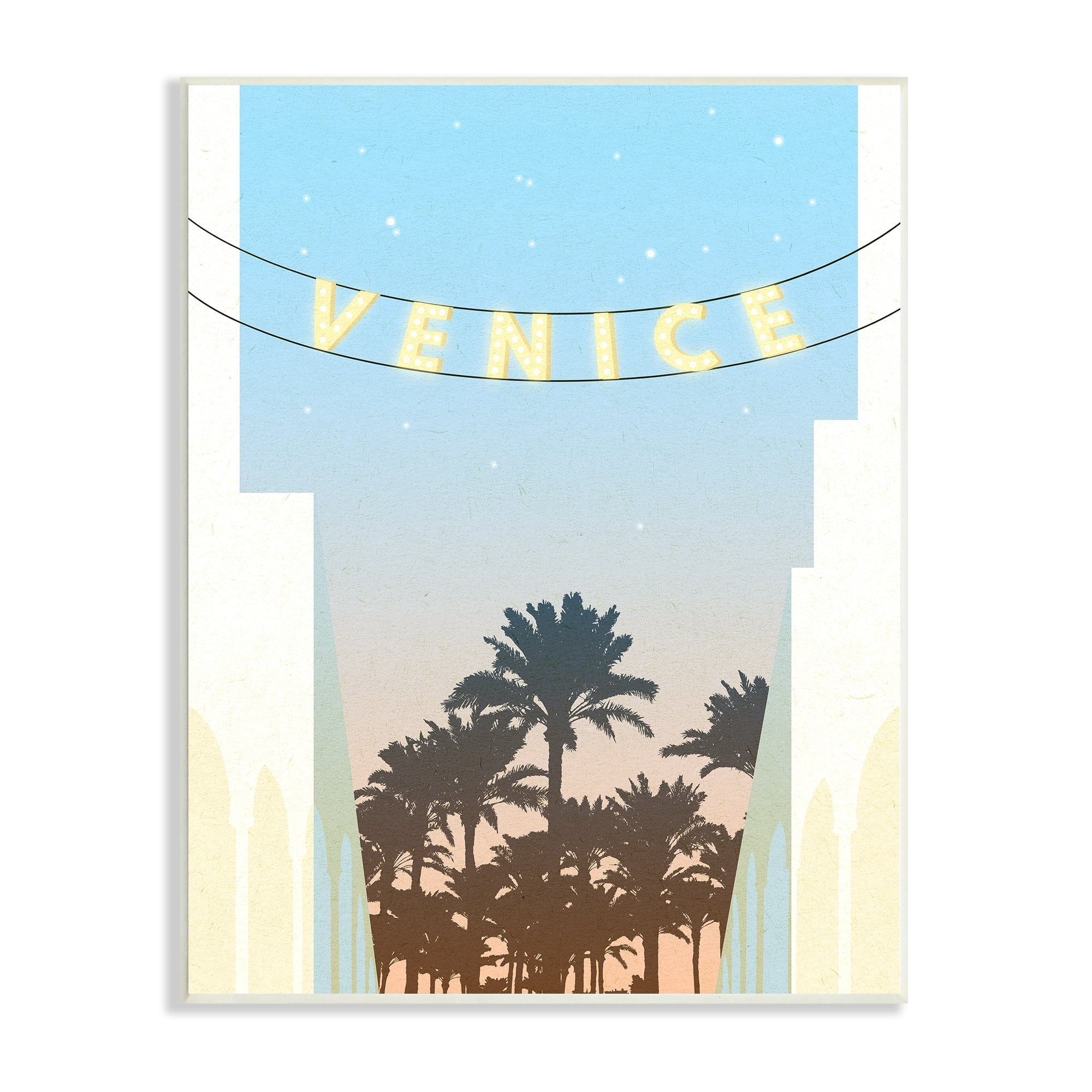 Stupell Industries Venice Beach Tropical Scene Starry Night Palm Trees, 10 x 15, Design by Daphne Polselli