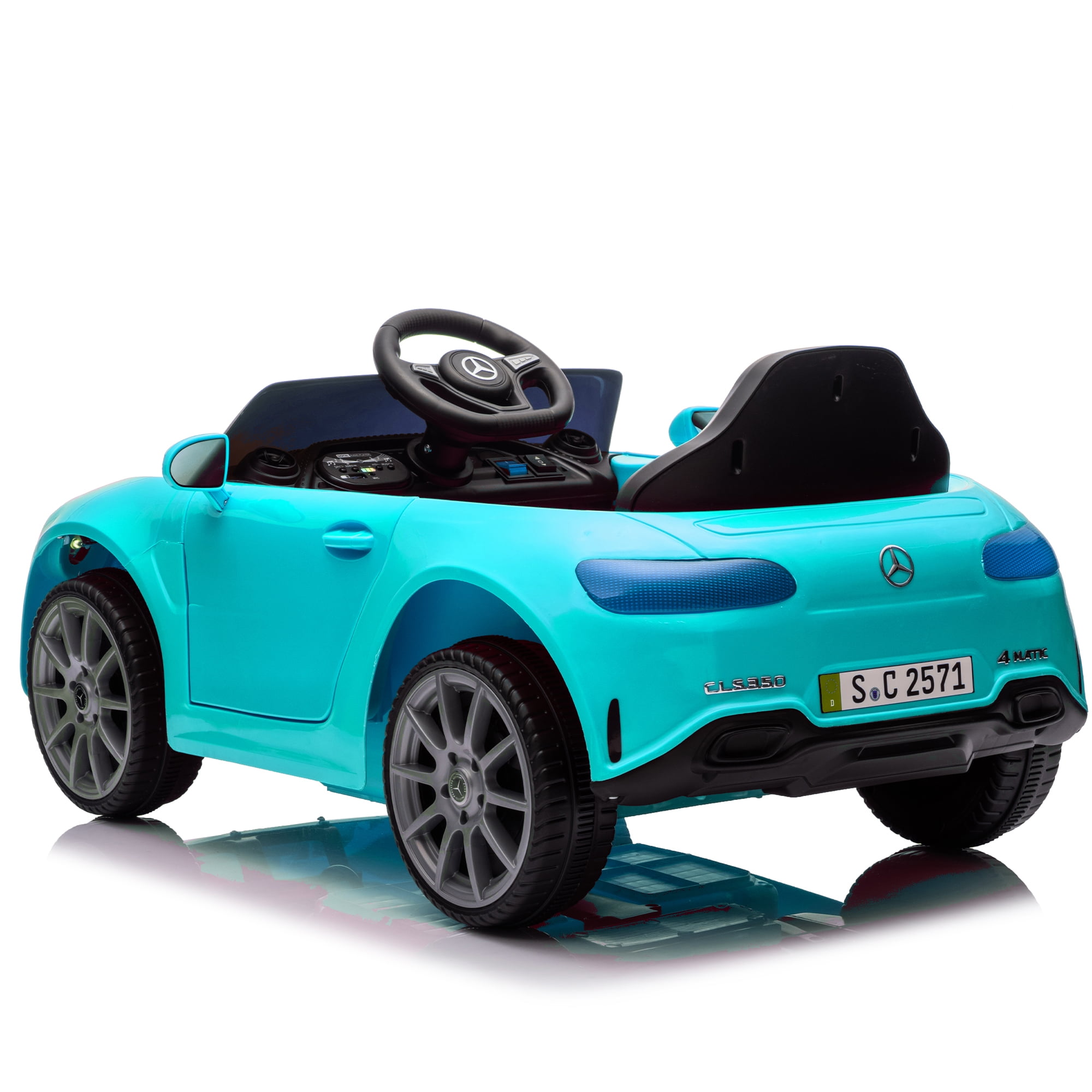 Licensed Benz CLS 350 12V Electric Ride on Toys with Bluetooth Music, LED Lights, Spring Suspension, Power Car Wheels, Electric Car for Kids with Parent Remote Control (Blue)
