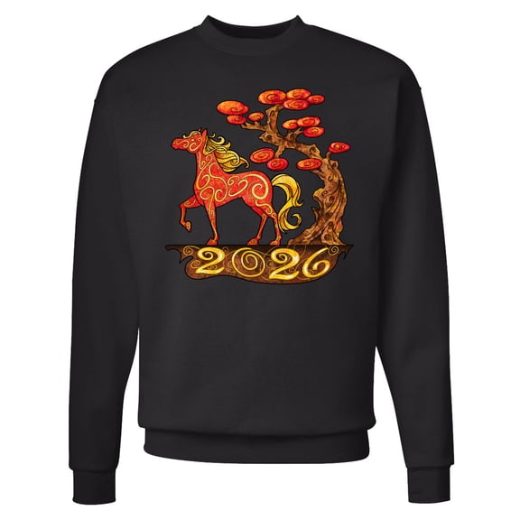 Inktastic 2026 Year of the Horse Happy New Year's Adult Sweatshirt