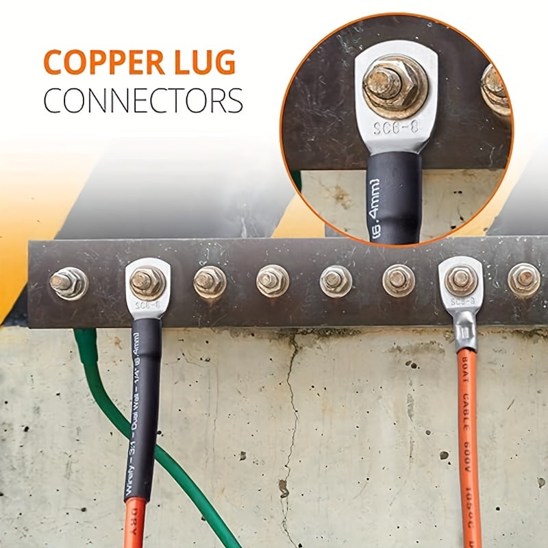 70-piece copper clevis crimp terminal set - 5 models, OT connectors for cable and wire crimping