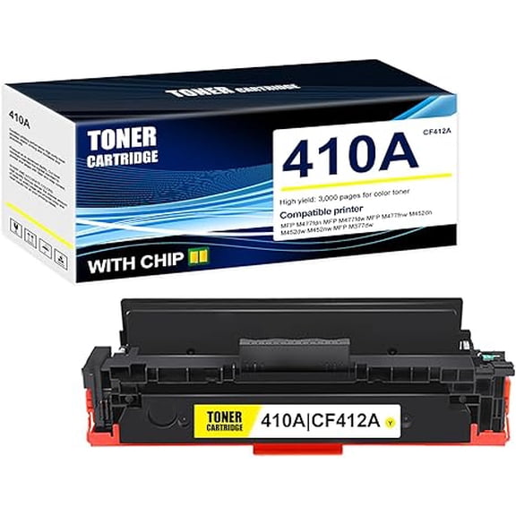 1-Pack Yellow 410A CF412A Toner Cartridge: Compatible 410A CF412A Replacement for HP MFP M477fdn MFP M477fdw MFP M477fnw M452dn M452dw M452nw MFP M377dw Printer