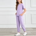 thumbnail image 6 of Kogui Kids Clothes Girls Summer Kids Girl Clothes Floral Print Ruffle Sleeveless Tank and Wide Leg Pant 2 Piece Outfit Set Size 8-9 (Purple,8-9 Years), 6 of 6