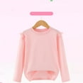 thumbnail image 6 of Posijego Girls Ruffle Long Sleeve Blouses Cotton T-Shirts Kids Crew Neck Solid Color Casual Plain Basic Shirts, 6 of 8
