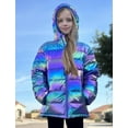 thumbnail image 3 of Aideaone Girls Puffer Jacket Packable Lightweight Down-Alternative Hooded Winter Coat Shiny Outerwear for Kids 4-12Years, 3 of 9