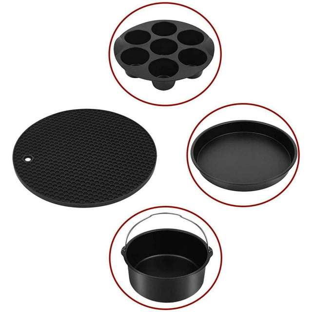Carbon Steel Air Fryer Accessories Inch Baking BBQ Pizza Cake Basket Bread Rack for Home BBQ 8inch