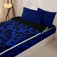 thumbnail image 3 of Homewish Boho Damask Skull Zipper Twin Comforter Sets with Fitted Sheet and 2 Pillowcases for Kids, Royal Blue Gothic Halloween Zipper Bedding Set, Black Reversible, 4pcs, 3 of 6