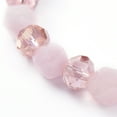 thumbnail image 2 of 5pcs Natural Rose Quartz Gemstone Stretch Bracelets with Electroplate Glass Beads 2-3/8 inch(61mm), 2 of 3