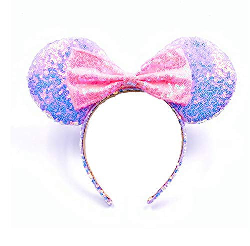 Disney Park Mickey Halloween Minnie Mouse Ears Purple Feathers Cos Headband 
