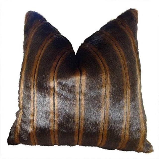 Plutus Fancy Brown Mink Handmade Throw Pillow, (Double sided 20" x 26" Standard)