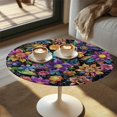 thumbnail image 2 of SEANATIVE 24 Inch Cocktail Table Topper Cap Pack of 4 Elastic Fit Round Highboy Table Covers Stretch Spandex Table Covers Elegant Table Decorations for Parties Bar, Bohemian Flower Print, 2 of 7