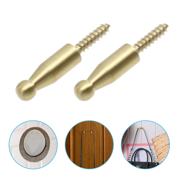 Amosfun 4Pcs Golden Brass Household Hooks Strong Bearing Metal Wall Hangers