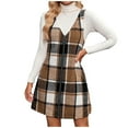 thumbnail image 2 of Busydd Women Dresses Fashion Sleeveless Plaid Dresses for Women Casual V Neck Zip Up Fall Dresses with Pockets S, 2 of 9