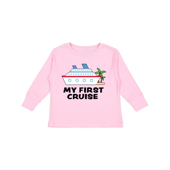 Inktastic My First Cruise with Cruise Ship and Palm Trees Boys or Girls Long Sleeve Toddler T-Shirt