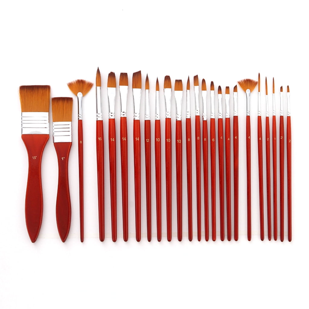 ZPAQI Pack of 24 Multi-in-1 Flat Head Paint Brush Set Gouache Acrylic Paint Brush Set