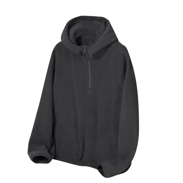 Sudadera con capucha para hombre, jersey liso con capucha, manga larga, polar, media cremallera, sudadera para exteriores, blusa de poliéster para hombre