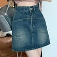 thumbnail image 6 of JIKNTTR Women's Mini Skirts Jean Skorts For Woman High Waisted Trendy Slit Stretchy Denim Skirt With Shorts Casual Summer Skorts Skirts Relaxed Fit Jean Shorts, 6 of 7