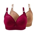 thumbnail image 2 of Sokhug 2PC Deep Cup Print Bras Wide Band Back Smoothing Bras for Women Push Up Hide Back Fat Full Coverage Breathable Bras, 2 of 5